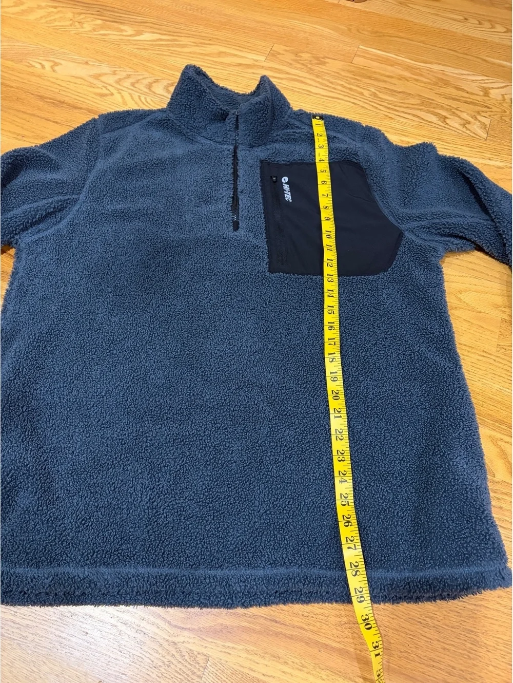 Two Men's Hi-Tech 1/4 zip fleece pullover grey navy blue XL sherpa chest pocket